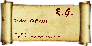 Rédai Györgyi névjegykártya